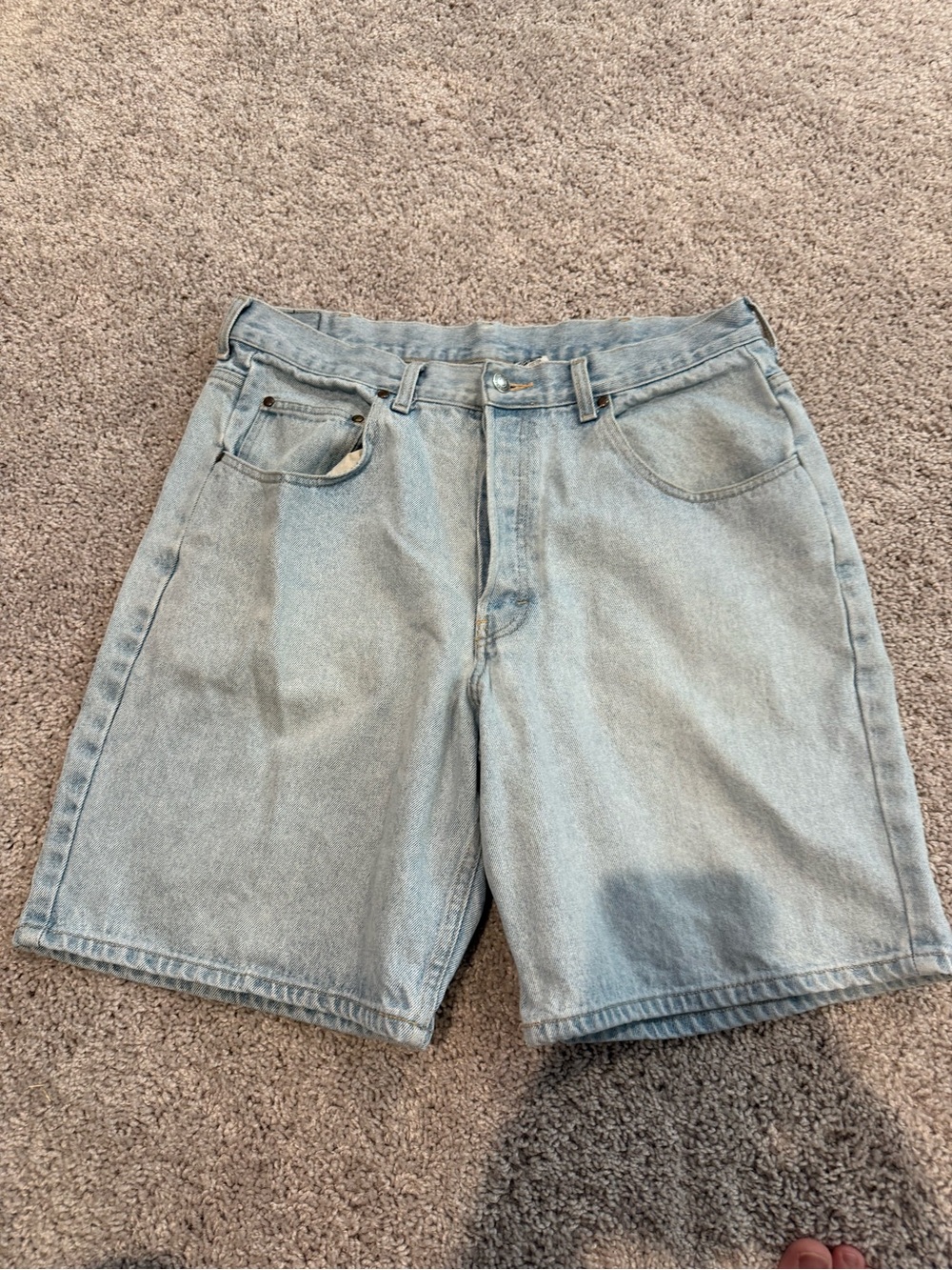 Vintage Light Wash Denim Men’s Shorts Jorts - Classic Casual Size 36